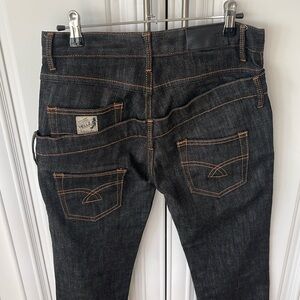 Hellz double waistband black denim jeans sz 25 edgy streetwear high rise waisted